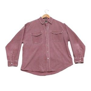 Vtg Red Plaid J Forest & Co Heavyweight 2-Pocket Flannel Button Shirt L Cotton